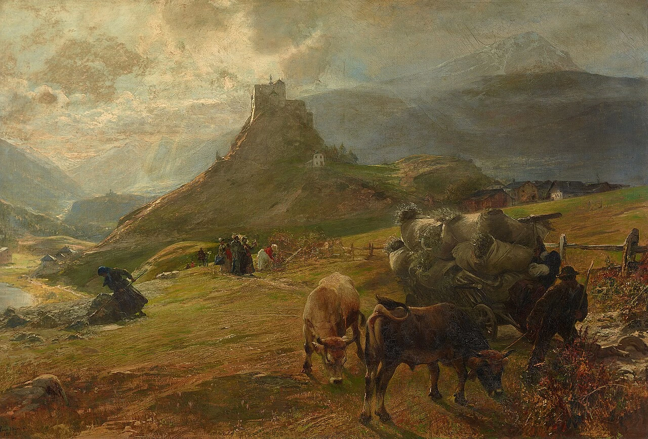 Paesaggio montano con mucche. Tarasp (1888) - Alte Nationalgalerie, Berlino